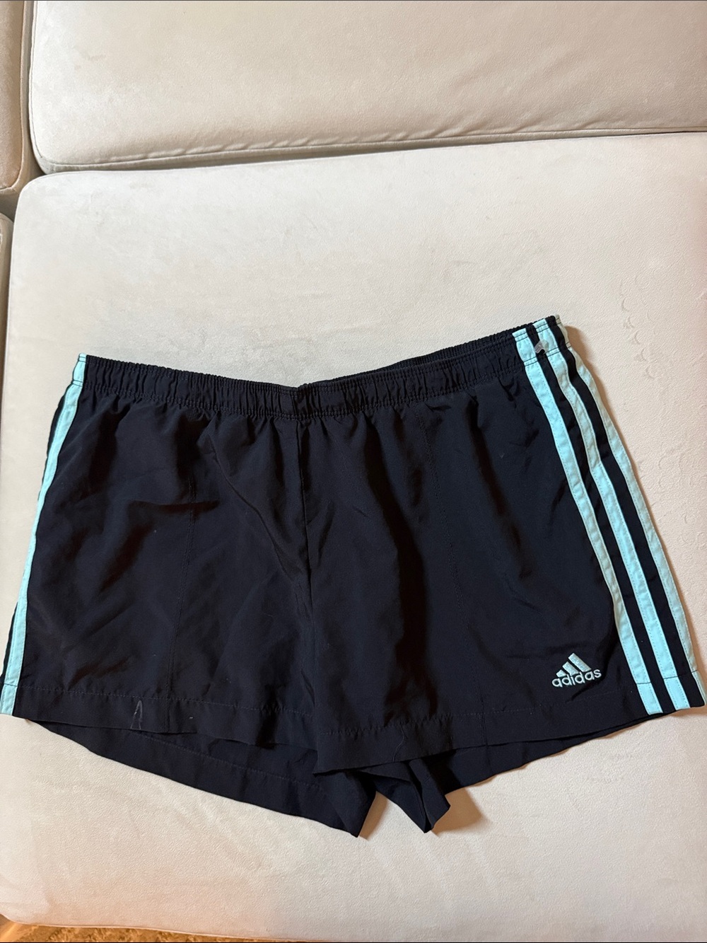 adidas Black Shorts with Mint Green Side Stripes